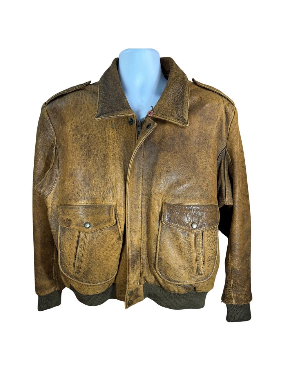 Reed Sportswear First In Quality Leather Jacket Size 44 Black Vintage Bomber